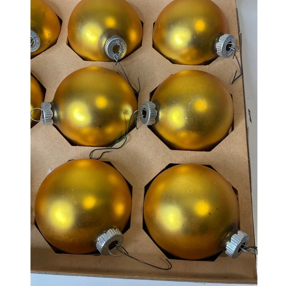 Vintage Shiny Brite Christmas Glass Ornaments Gold Max Eckardt & Sons Nostalgic